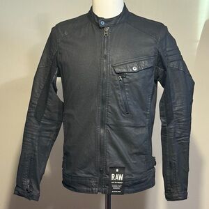G Star RAW Revend Moto Jacket Mens Small Slim 3D Biker Black Coated